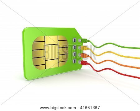 多彩橡皮连接到 SIM 卡。