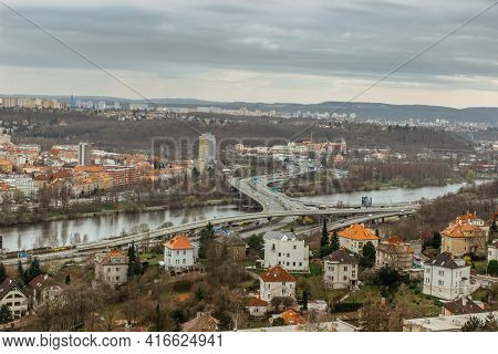 Prague,czech Republic Real Estate Residential Concept.czech Architecture View From Above.panoramic C