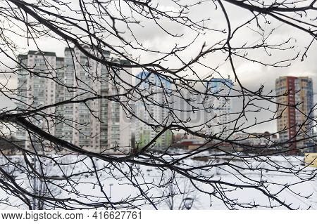Moscow, Russia - 23 March 2021, Chertanovo Area. Typical Block High-rise Buildings On The Outskirts.