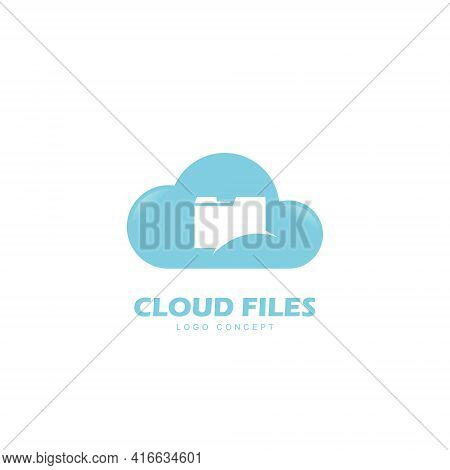 Cloud Files Logo Design Template Flat Style Vector Illustration