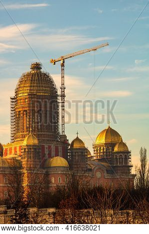 People's Salvation Cathedral (catedrala Mantuirii Neamului) Construction Site. Christian Orthodox Ca