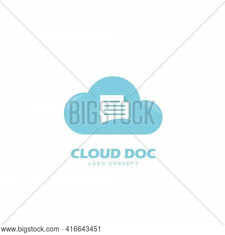 Document Cloud Logo Design Template Flat Style Vector