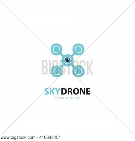 Sky Drone Logo Design Template Flat Style Design Vector