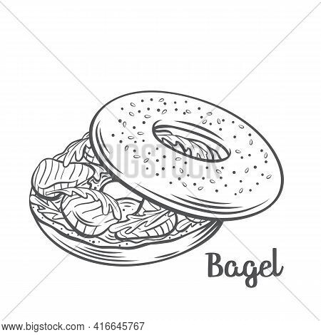 Bagel With Cream Cheese And Smoked Salmon.