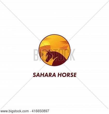 Sahara Horse Logo Design Template Flat Style Design. Vector