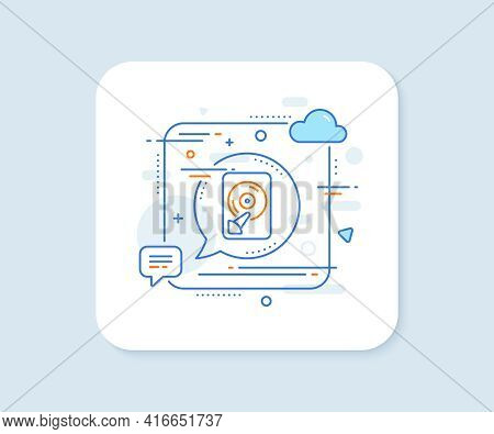 Hdd Line Icon. Abstract Square Vector Button. Computer Memory Component Sign. Data Storage Symbol. H