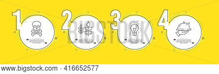 Gluten Free, Idea And Chemical Hazard Line Icons Set. Timeline Process Infograph. Restaurant Food Si