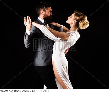 Couple Dance. Ballroom Dancing. Dancing, Salsa, Tango, Waltz. Couple In Tender Passion.