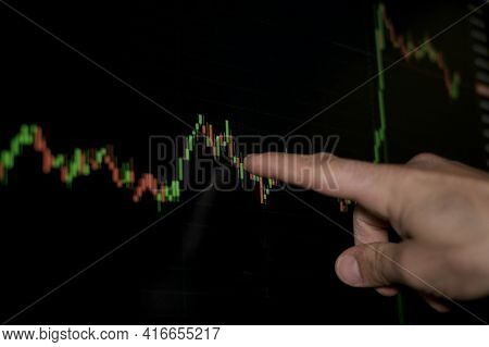 Man Hand While Browsing Exchenge Trading Index Growth, Crypto Currency Business Wealth