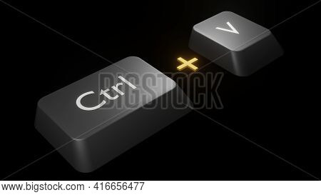Combination Of Keys To Insert, 3d Rendering On Black
