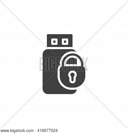 Flash Drive Security Vector Icon. Filled Flat Sign For Mobile Concept And Web Design. Usb Data Prote