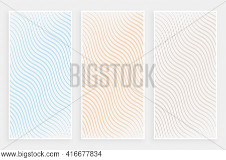Subtle Minimalist Curvy Flowing Lines Pattern Banners Set