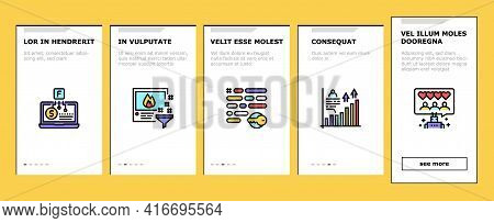 Smm Media Marketing Onboarding Mobile App Page Screen Vector. Robotic Winding Up Likes And Viewing, 