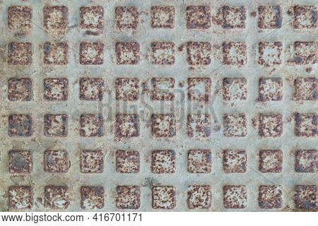 Texture Metal Squares Surface Rusty Hatch. Quality Photo