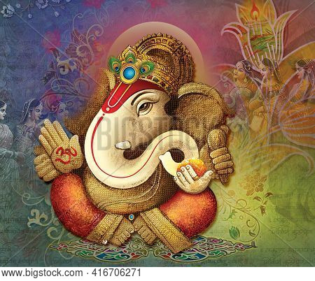 High Resolution Indian Gods Lord Ganesha Digital Painting