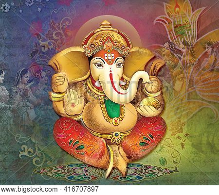 High Resolution Indian Gods Lord Ganesha Digital Painting