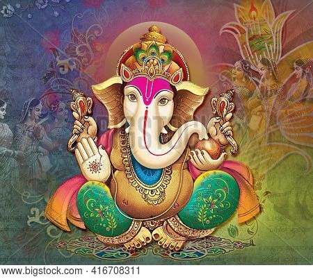 High Resolution Indian Gods Lord Ganesha Digital Painting