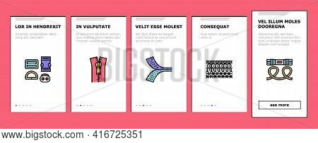 Drapery Shop Sale Onboarding Mobile App Page Screen Vector. Felt And Velvet, Acrylic And Atlas, Silk