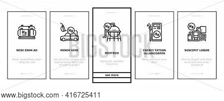 Hydrogen Industry Onboarding Mobile App Page Screen Vector. Hydrogen Eco Energy Industrial Plant And