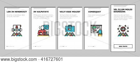 Pr Public Relations Onboarding Mobile App Page Screen Vector. Pr Strategy And Events, Interview And 