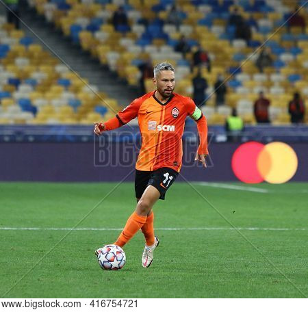 Kyiv, Ukraine - October 27, 2020: Marlos Of Shakhtar Donetsk Controls A Ball During The Uefa Champio
