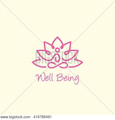 Yoga Meditation Logo Design Symbol Template Flat Style Vector Illustration