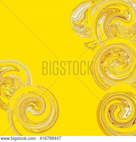 Abstract Yellow Fluid Texture Background For Flyer. Copy Space. Сolor Gradient. Modern Design Backdr