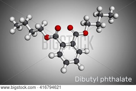 Dibutyl Phthalate, Dbp Molecule. It Is Phthalate Ester, Diester. It Is Environmental Contaminant, Te