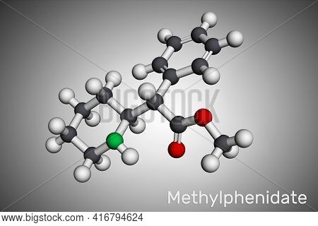 Methylphenidate, Mp, Mph Molecule. It Is Central Nervous System Stimulant. Used In Treatment Of Atte