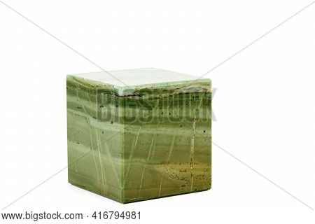 Macro Stone Serpentine Mineral On White Background