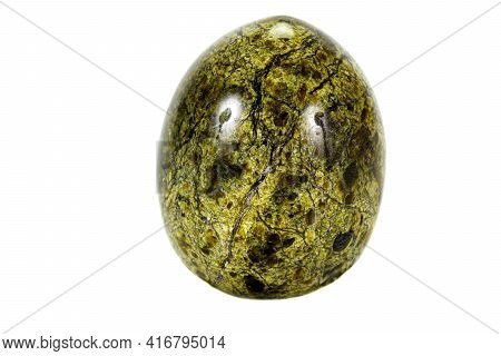 Macro Stone Serpentine Mineral On White Background