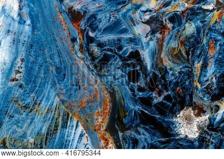 Macro Stone Pietersite Mineral On White Background