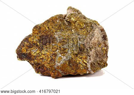 Macro Stone Bornite Mineral On White Background