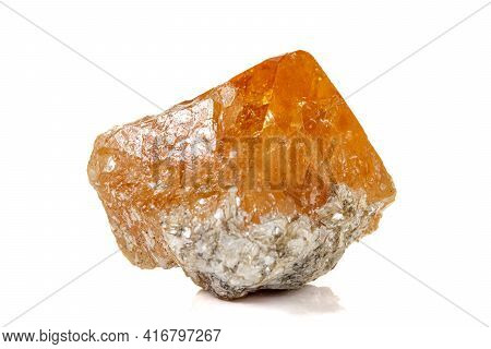 Macro Stone Scheelite Mineral On White Background
