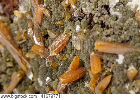 Macro Stone Mimetite Mineral On White Background