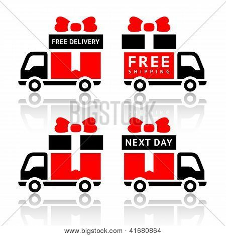 赤いトラック アイコン - 無料配信のセット