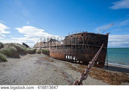 Wreckages On San Gregorio Beach, Chile Historic Site