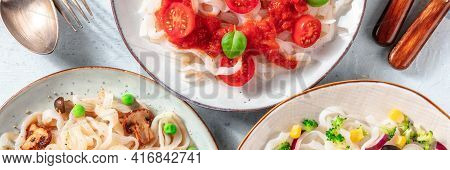 Konjac Pasta Panorama, Dishes With Various Toppings