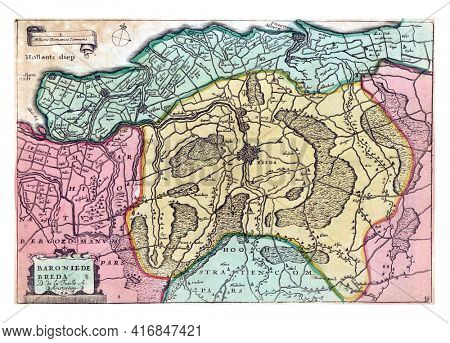 Map of the Barony, vintage engraving.