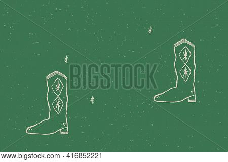 Cute cowboy boots background in rodeo theme