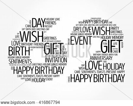 Happy 62nd Birthday Word Cloud, Holiday Concept Background