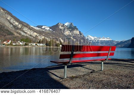 Place To Rest With A Fantastic View Over The Alps And The Walensee In Weesen In Switzerland 21.2.202