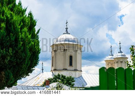 Architectural Details, Beautiful View Of An Orthodox Church Monastery Near Bucharest, Romania, 2021