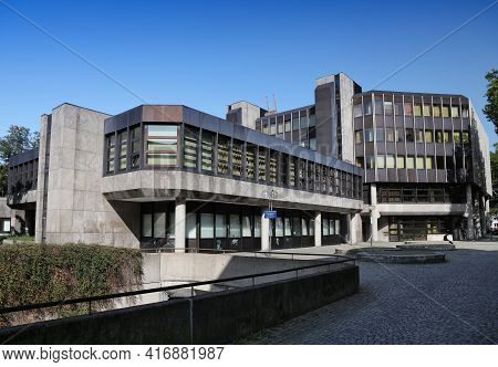 Bochum, Germany - September 17, 2020: Folk High School (volkshochschule) And Municipal Library (stad