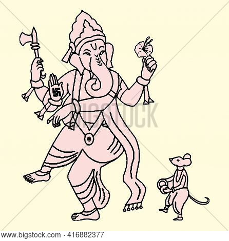 Sketch Of Lord Ganesha Or Vinayaka Editable Outline Illustration