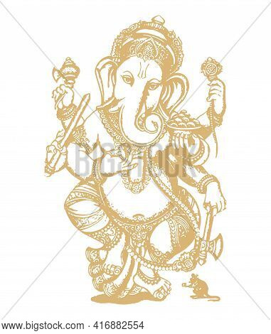 Sketch Of Lord Ganesha Or Vinayaka Editable Outline Illustration
