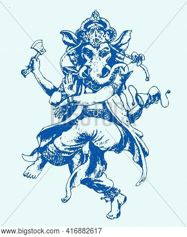 Sketch Of Lord Ganesha Or Vinayaka Editable Outline Illustration
