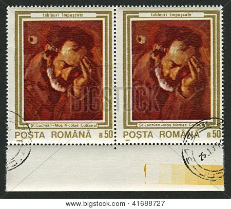 ROMANIA - CIRCA 1990: A stamp printed in Romania shows painting of Stefan Luchian (1868-1917),  Romanian painter, circa 1990.