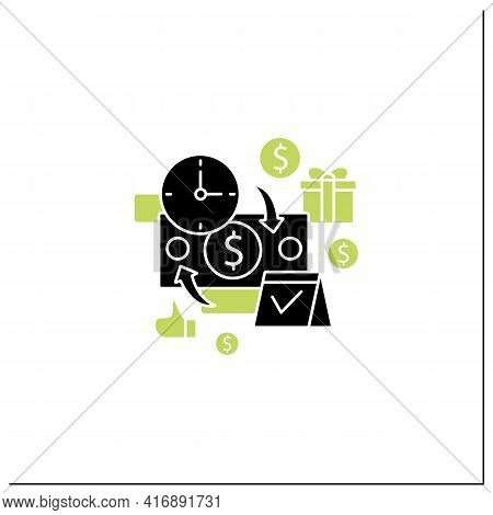 Periodic Payment Glyph Icon. Recurring Payments. Contribute Funds As Scheduled. Universal Basic Inco