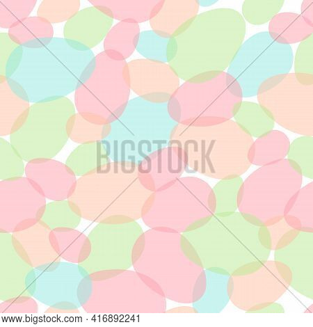 Happy Easter Seamless Pattern With Colorful Eggs On White Background. Polka Dots Design For Card, Po